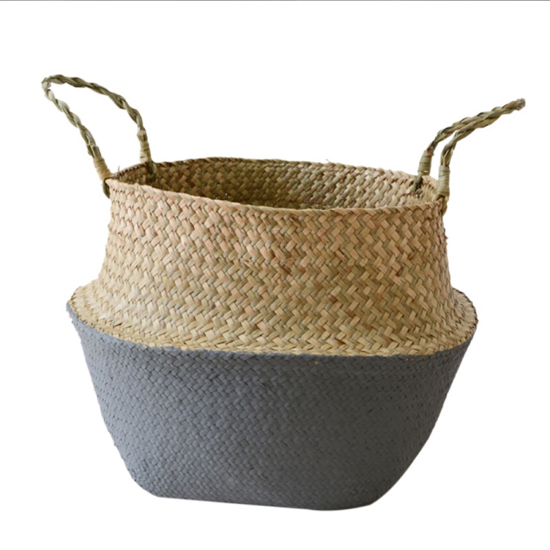 Seagrass Belly Basket Plant Pot Laundry Storage Holder Organizer Bag Home Decor 
