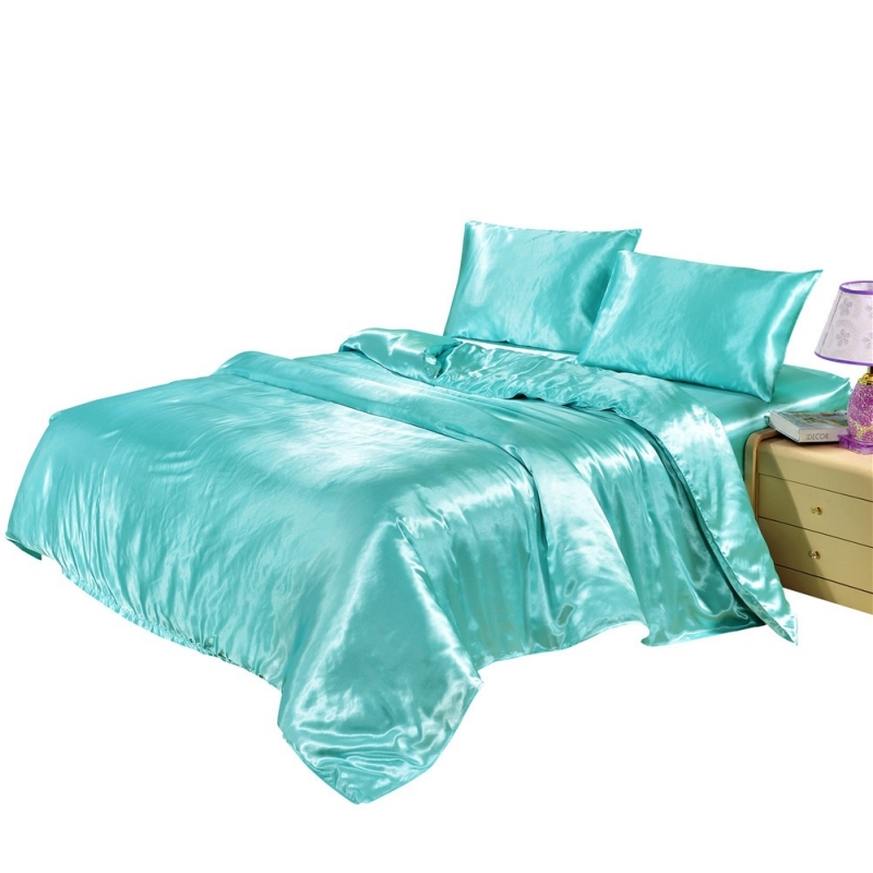 Luxury Comfortable Cool Silk Satin Bedding Quilt Cover Pillowcases Luxury Comfortable Cool Silk Satin Bedding Quilt Cover