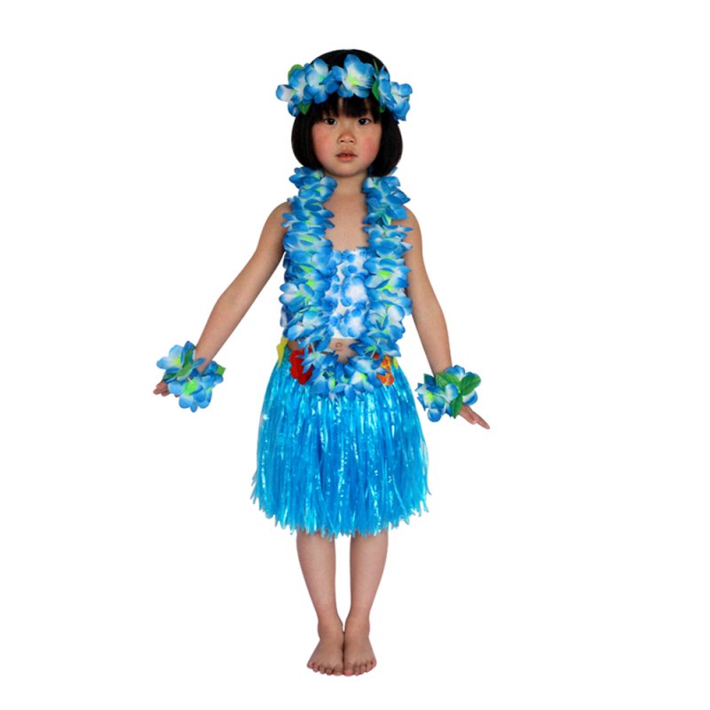 Child Kids Hawaiian Hula Dance Costume Fancy Party Skirt Headband Tops ...