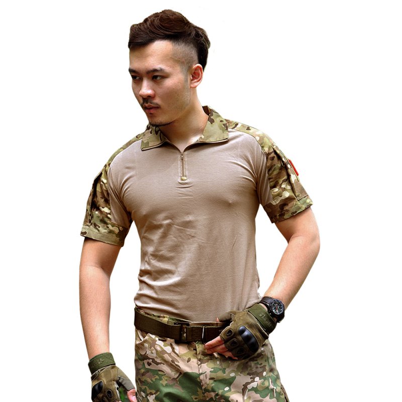 S-2XL Mens Army Camo T-Shirt Military Tactical Combat Short Sleeve ...