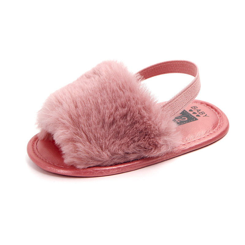 Cute Fur Sneakers Baby Summer Shoes Sandals Soft Fluffy Sole Toddler Newborn Kid