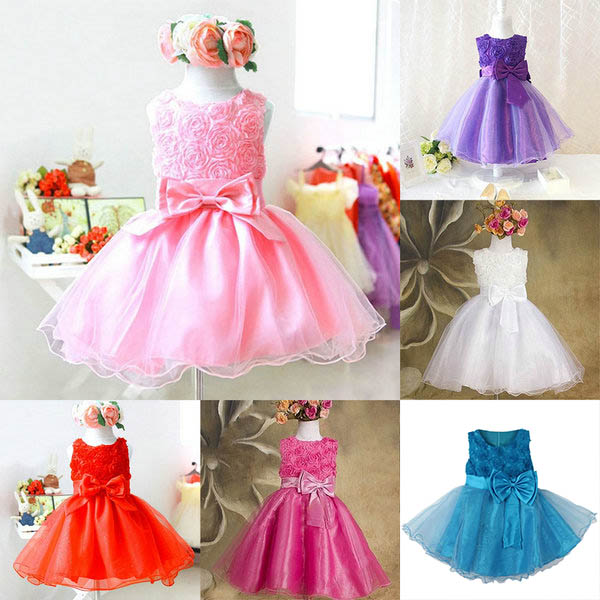 Flower Baby Girls Princess Bow Dress Toddler Wedding Party Pageant ...