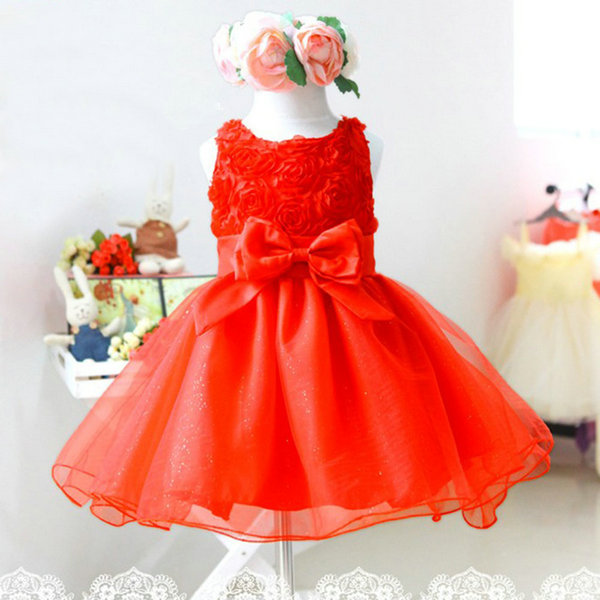 Flower Baby Girls Princess Bow Dress Toddler Wedding Party Pageant ...