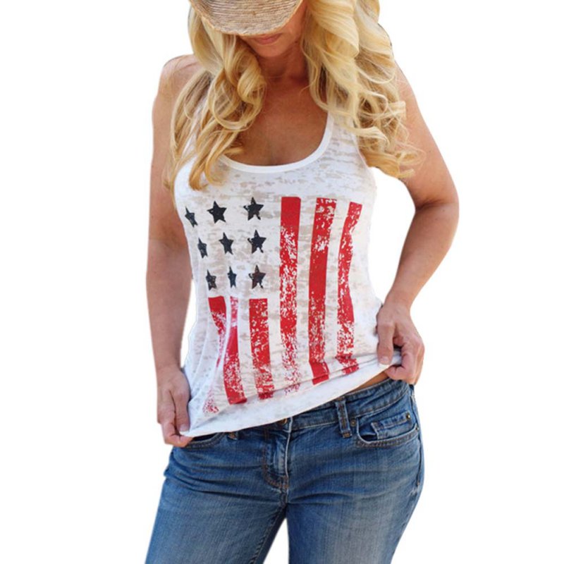New Fashion Women American Flag Crop Vest Tee Casual Tank Tops T Shirt ...