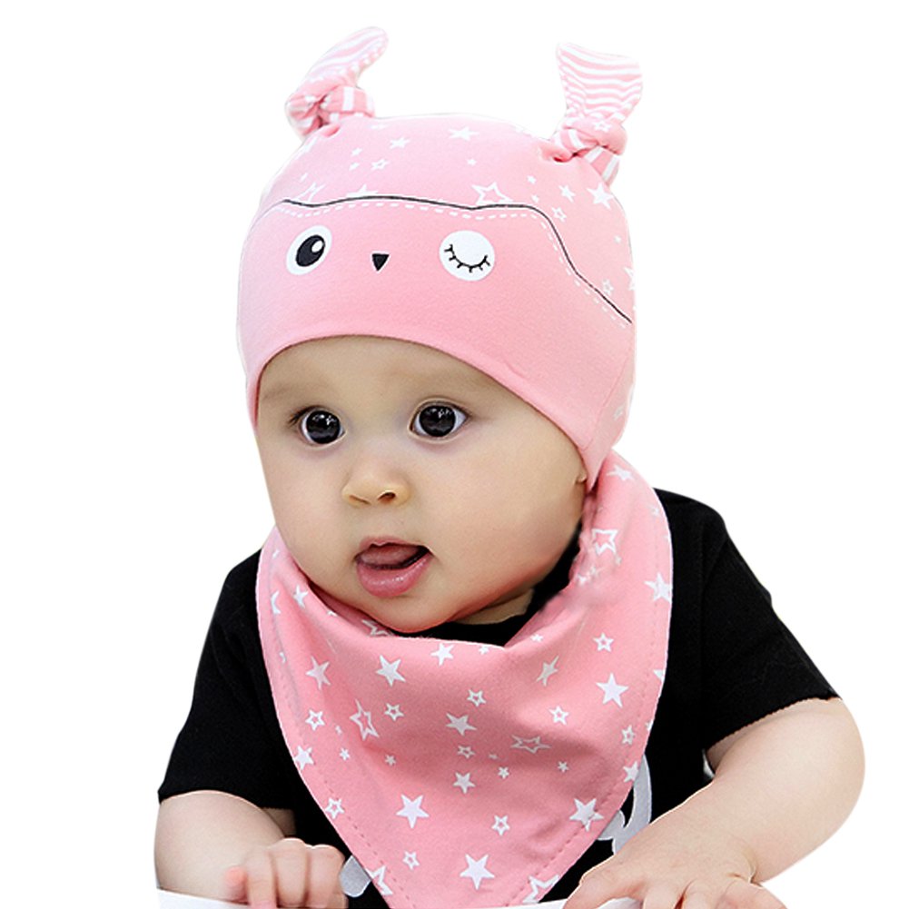 Newborn Baby Boy Girl Toddler Sleep Hat Cap+Saliva Towel Triangle Head ...