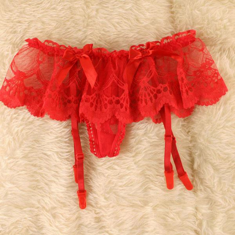 Damen Strumpfhaltergürtel Mit Spitze - 4 Träger Mit Schleifen Dessous
