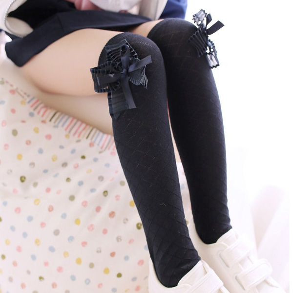 Baby Girl Toddler Kid Cotton Knee High Length Socks Bow Lace Frill ...