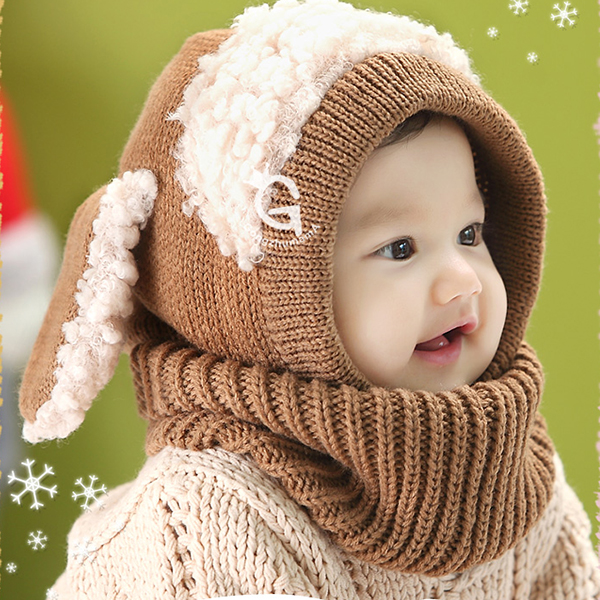 Cute Baby Toddler Girls Boys Warm Hat Winter Hooded Scarf Earflap ...