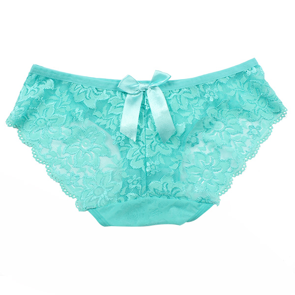 Sexy Low Waist Women See Through Panties Lace Floral Bow Knot Underwear