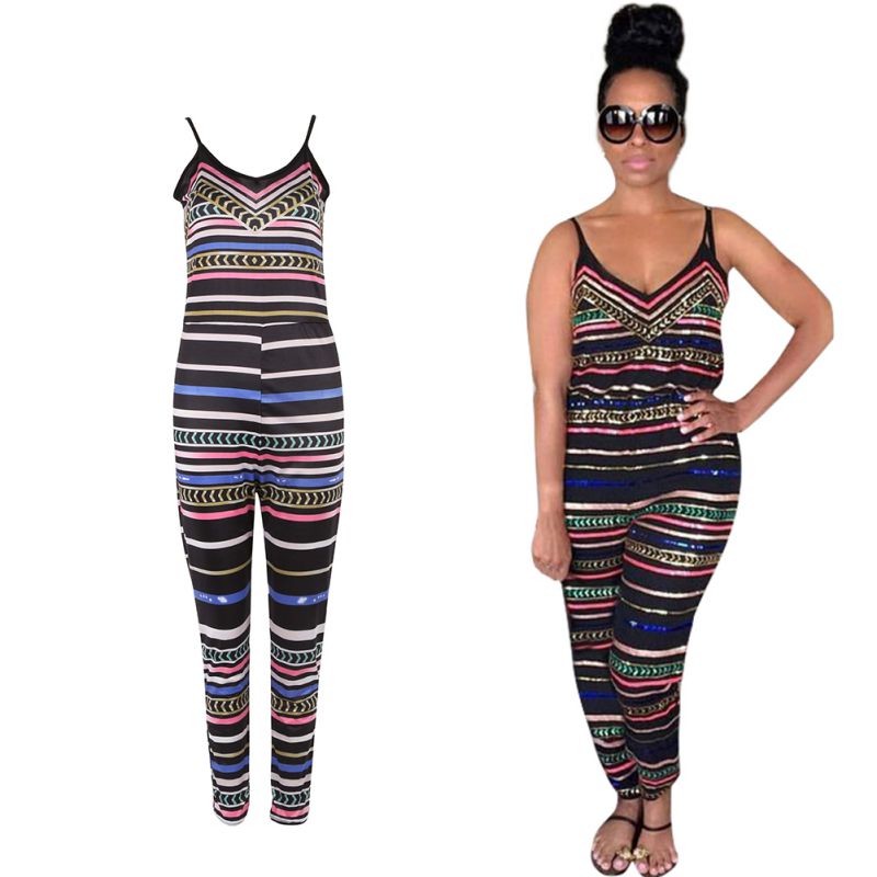 Women Lady African Jumpsuit Backless Playsuit Bodycon Romper Trousers ...