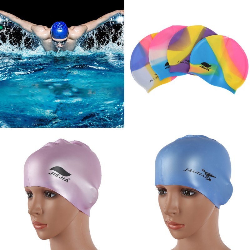 Kids Girl/Boy/Adult Silicone Swim Hat Bathing Swimming Head Cover Cap ...