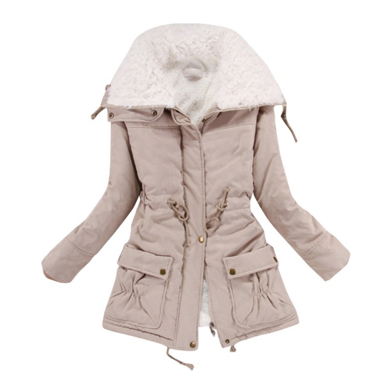 Winter Jacket Women winter coat pure color casual Fur