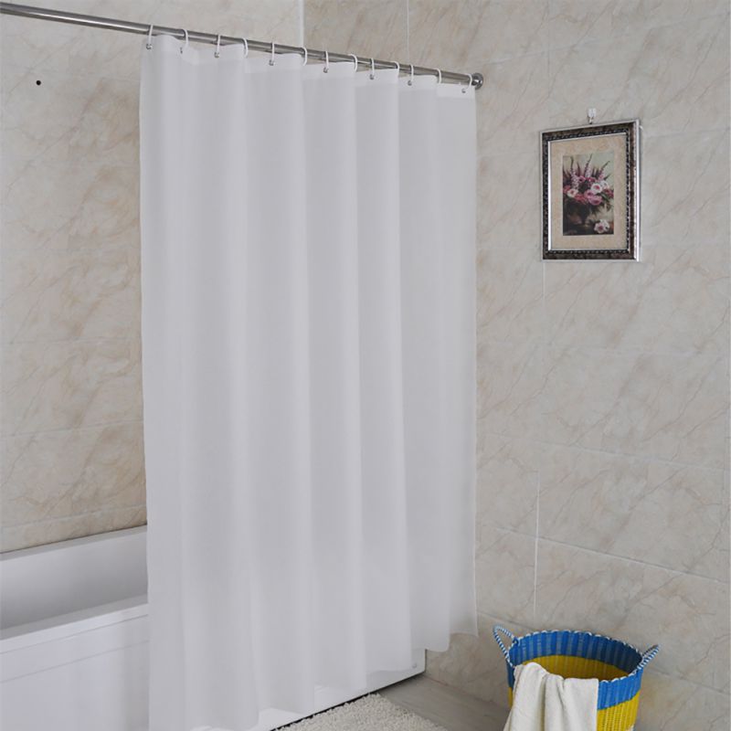 Waterproof Fabric Shower Curtain Solid Color Modern Style Bathroom With 12 Hooks