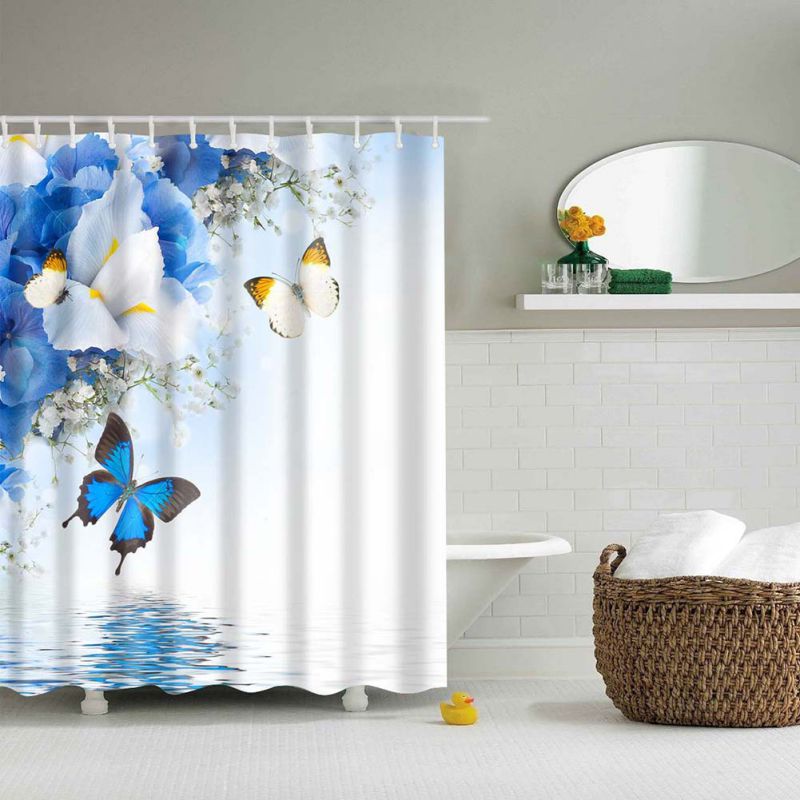 3D Art Printed Shower Curtain Waterproof Fabric With 12 Plastic Hooks ...