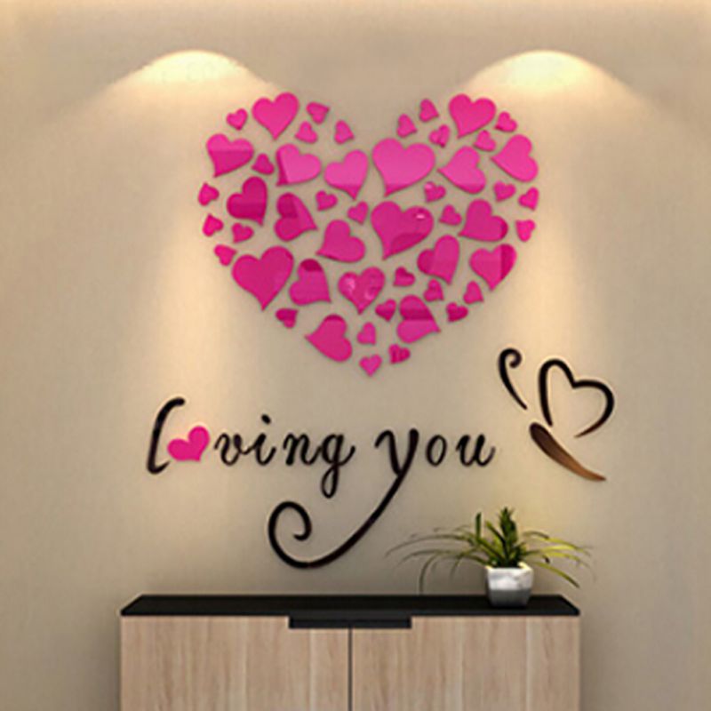 3D Removable Romantic Flowers Heart  Wall  Sticker Home Room 