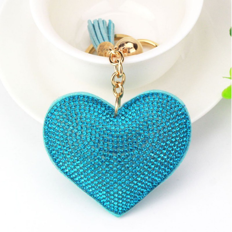 Crystal Rhinestone Heart Shape Keychain Keyring Pendant Bag Key Chain