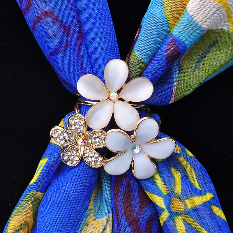 Multi Styles Pearl Crystal Scarf Rings Shawl Buckle Clip Holder Brooch