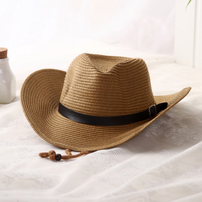 West Cowboy Folding Men Straw Hats Summer Beach Wide Large Brim Sunhat ...