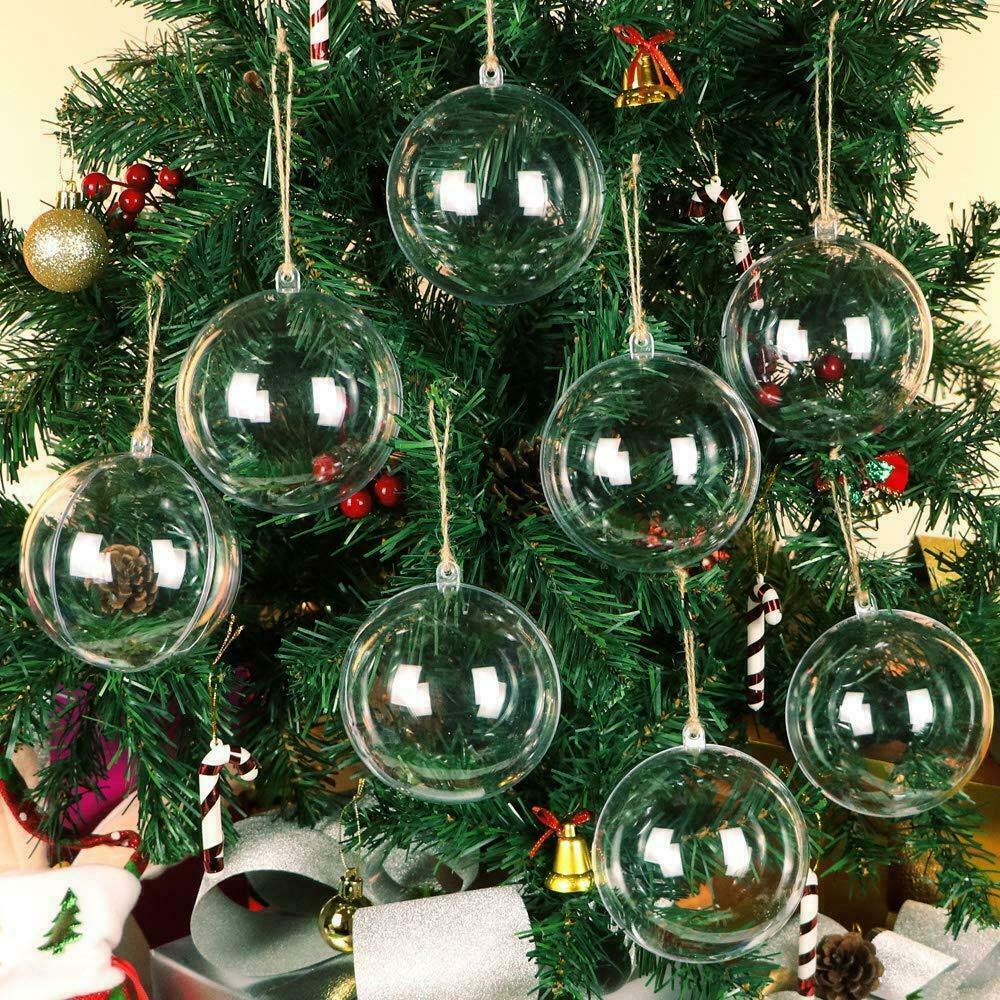 Empty Clear Plastic Christmas Balls Baubles Sphere Fillable Xmas Tree ...