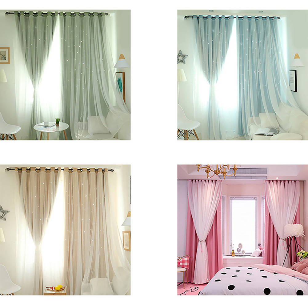 Double-layer Curtains Blackout Floor Curtain Starry Panel ... on {keyword}