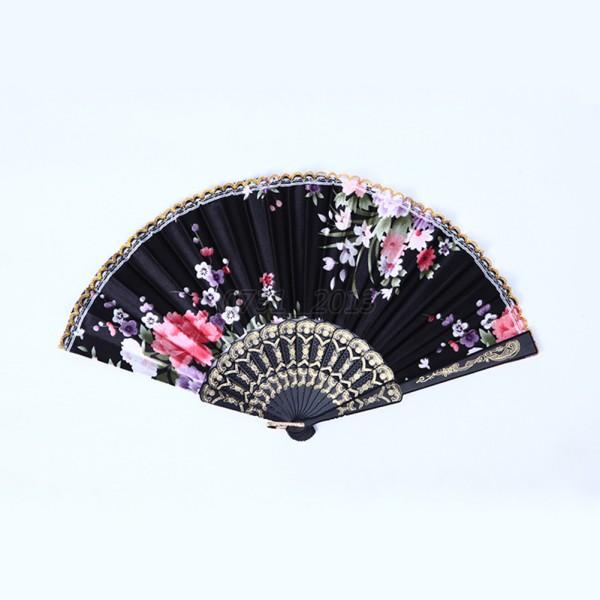 Retro Favor Pocket Fan Folding Hand Held Fan Floral Fabric