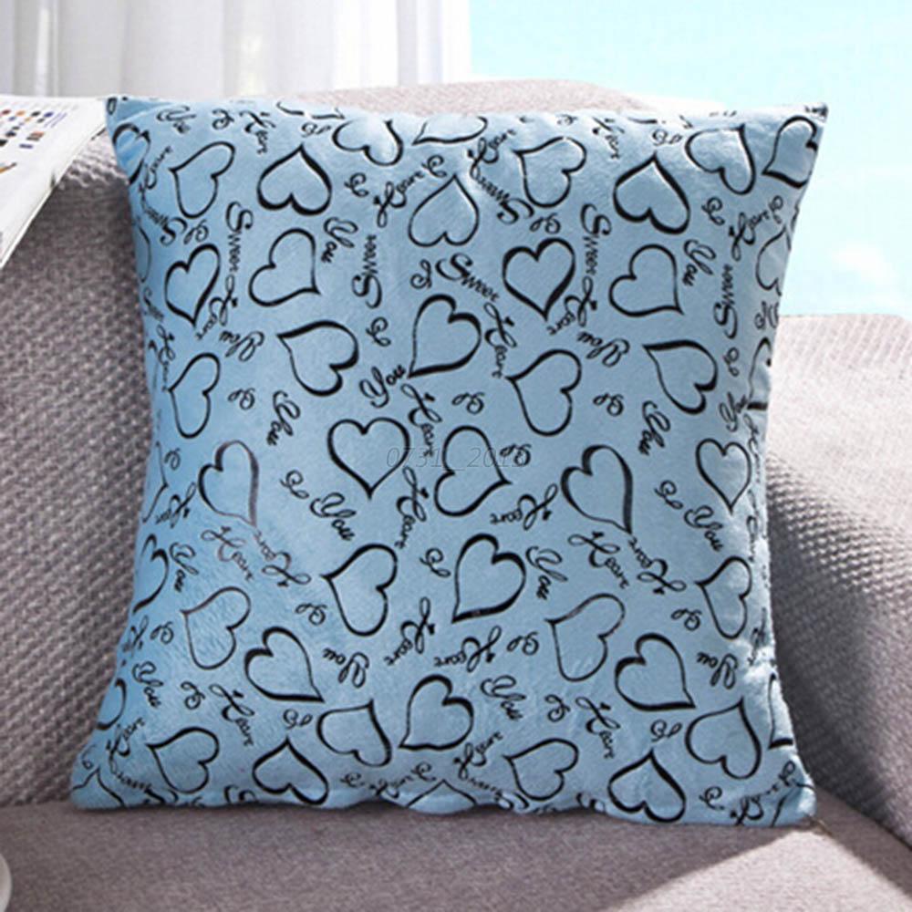 Cute Heart Cushion Case Square Soft Throw Pillow Cover Home Decor for Sofa Bed