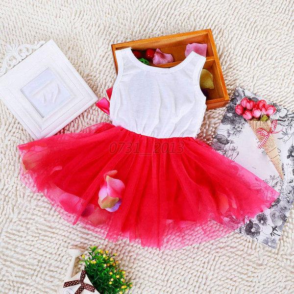 Baby Kids Girls Petal Princess Skirt Toddler Party Tutu Lace Bow Tulle ...