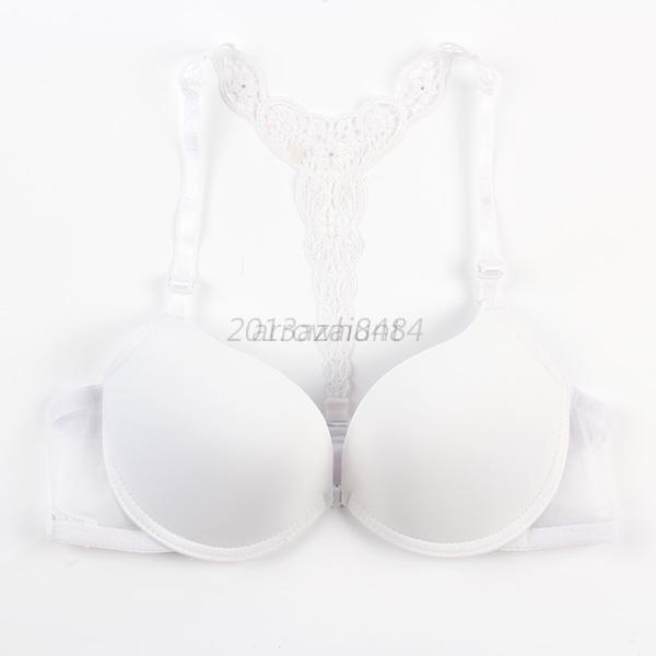 Women Ladies Front Closure Racerback Bra 3 4 Cup Push Up Lace Bra Size