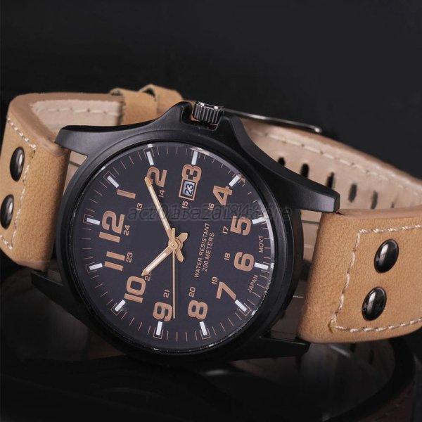 Men\u002639;s Boy Sport Watches Men Military Leather Band Quartz Wrist Watch Wristwatch  eBay