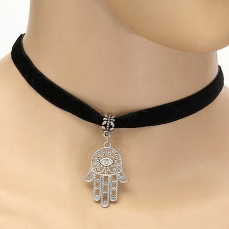 Vogue Handmade Velvet Choker Necklace Gothic Crystal Heart Pendant