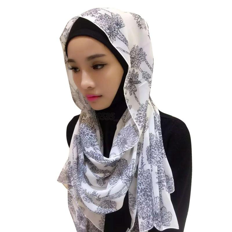 Women Chiffon Muslim Hijab Islamic Scarf Arab Cap Shawl Headscarf