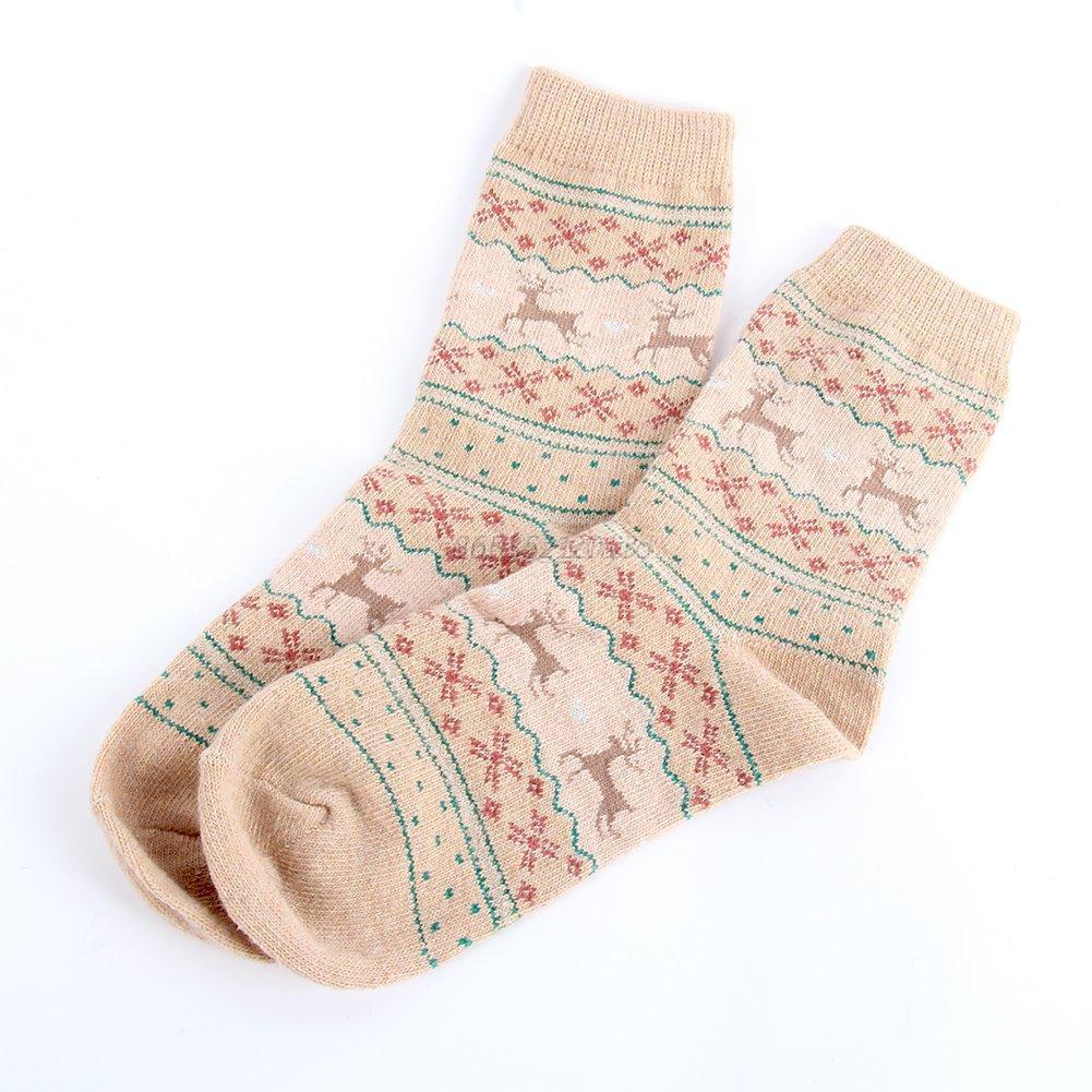 Christmas Gift Snowflake Deer Women Wool Socks Warm Winter Sock Cute