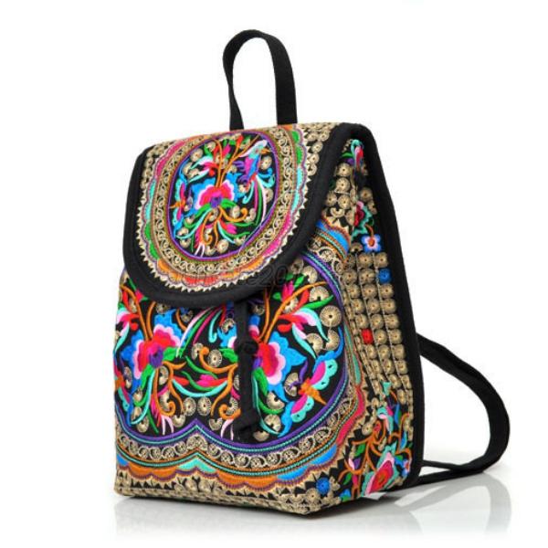 BOHO Bohemian Handmade Ethnic Canvas with Embroidery Backpack Travel Bag Style | eBay