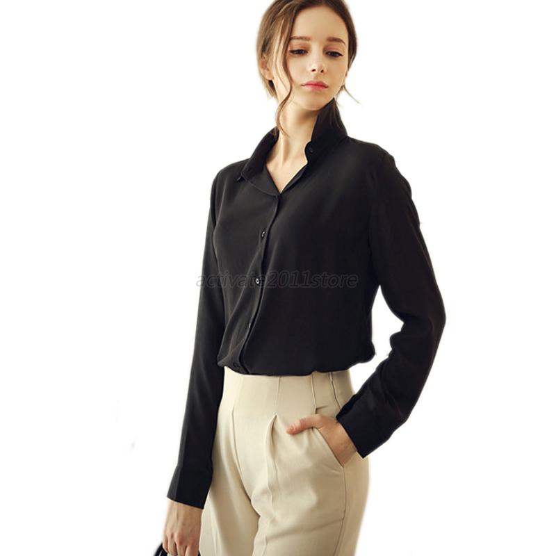 2019 spring Elegant Office lady shirt Ruffles Women White