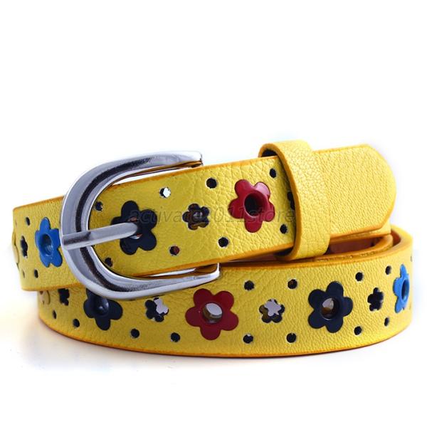 Baby Toddler Colorful Flower Belt Alloy Buckle Leather Kids Girls Boy