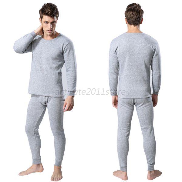 Men 2Pcs Cotton Thermal Underwear Set Winter Warm Thicken Long ...