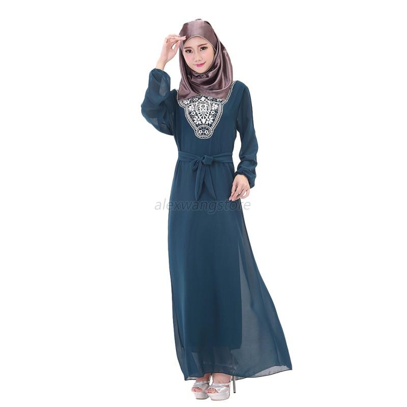 Women Chic  Kaftan Muslim Maxi Dress Abaya Jilbab  Islamic 