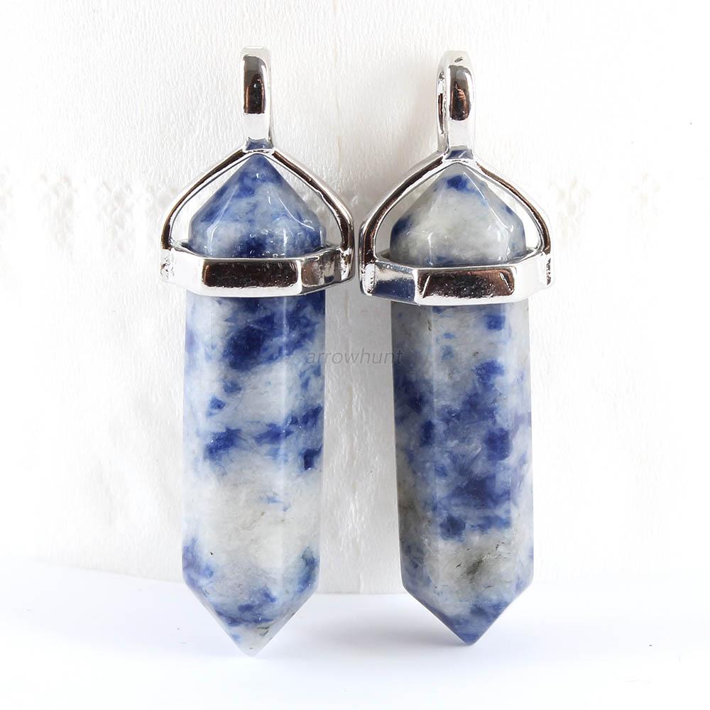 Multicolor Gemstone Natural Crystal Quartz Hexagonal Point Pendants