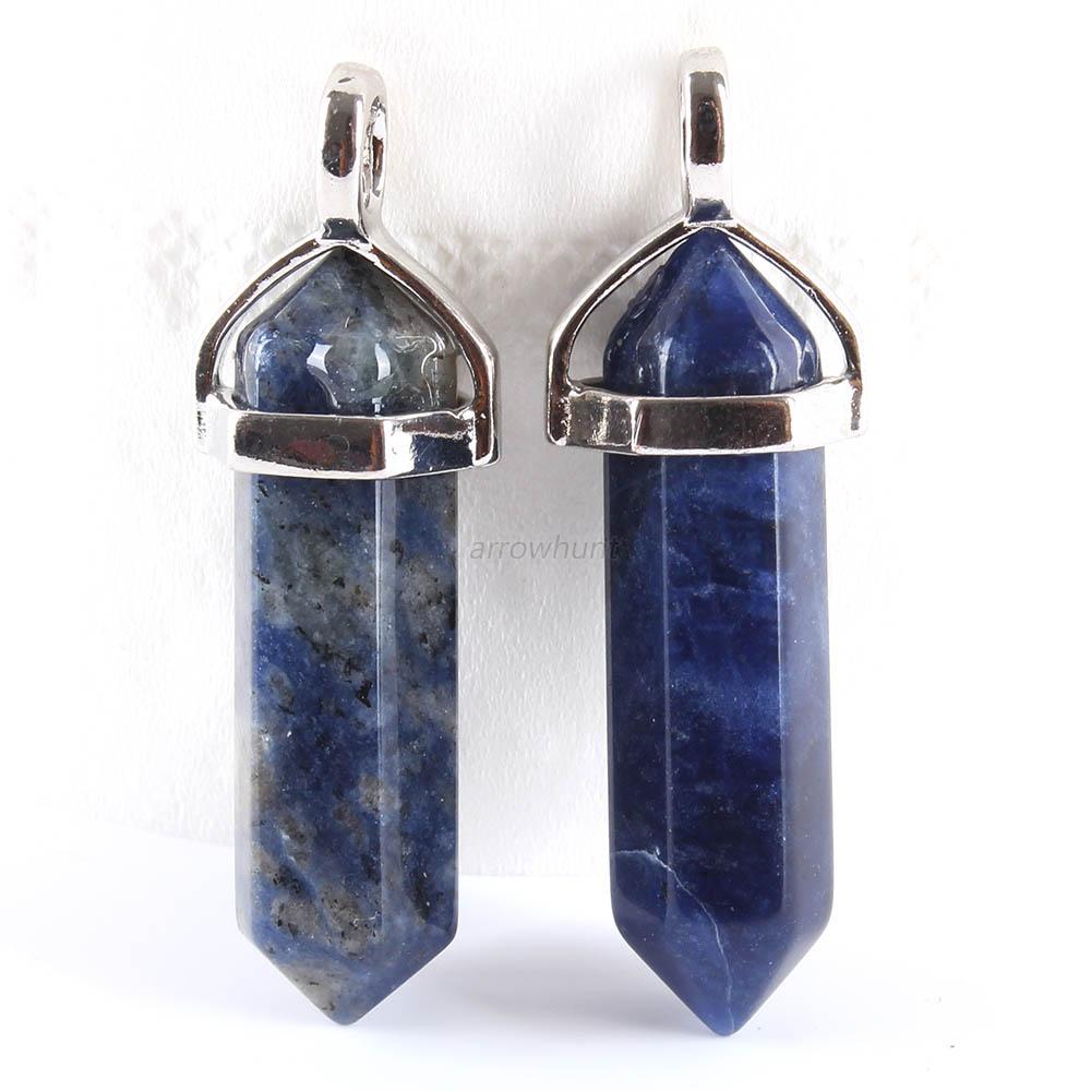 Multicolor Gemstone Natural Crystal Quartz Hexagonal Point Pendants