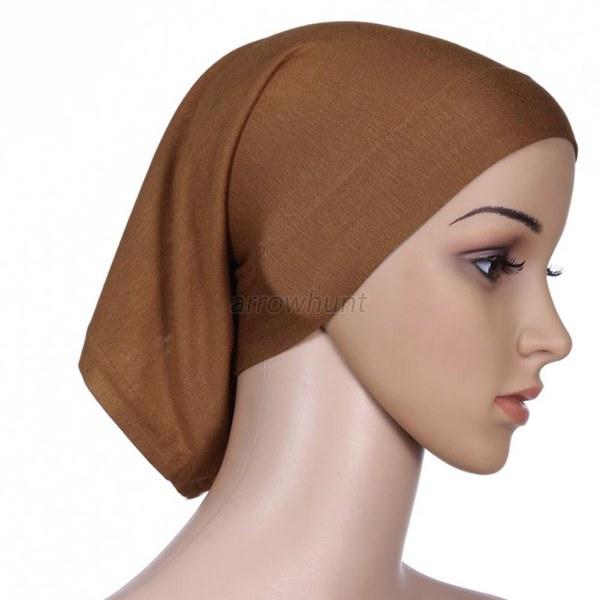 Women Tube Islamic Under Scarf Bonnet Cap Solid Bone Head 