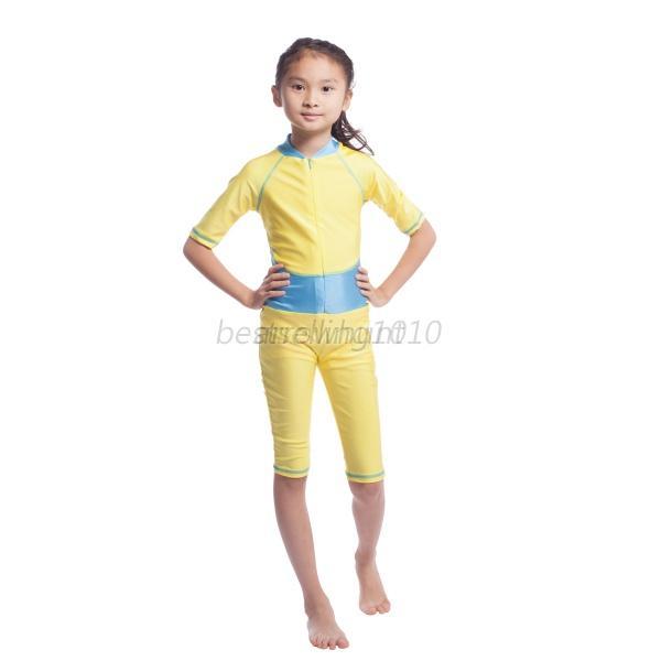 Kids Girls One-piece Full Covered Swimwear Modest Islamic 