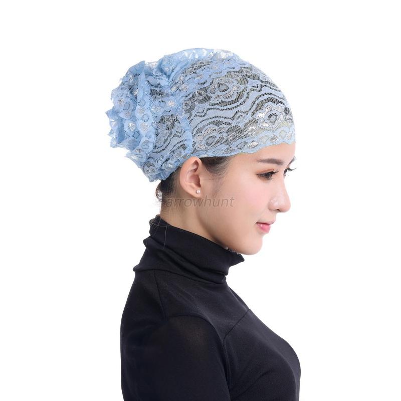 Chic Womens Lace Muslim Hat Hijab Underscarf Caps Islamic 