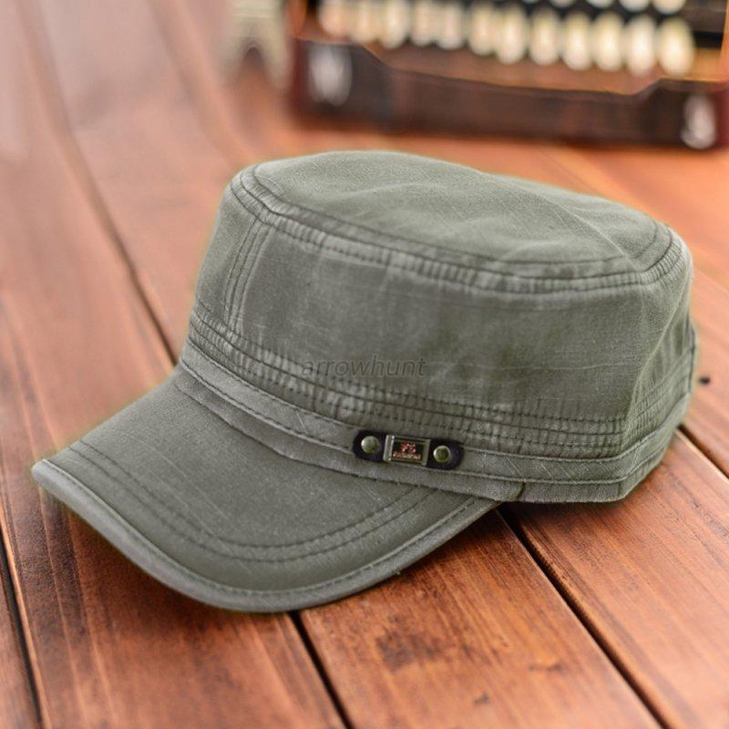 Unisex Summer Adjustable Hats Classic Army Plain Vintage Hat Cadet