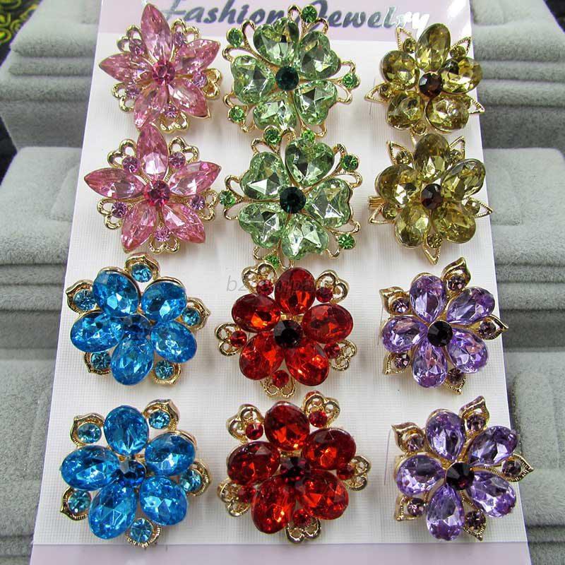 12X Wholesale Lots Brooches Flower Brooch Pins MultiColor Floriated