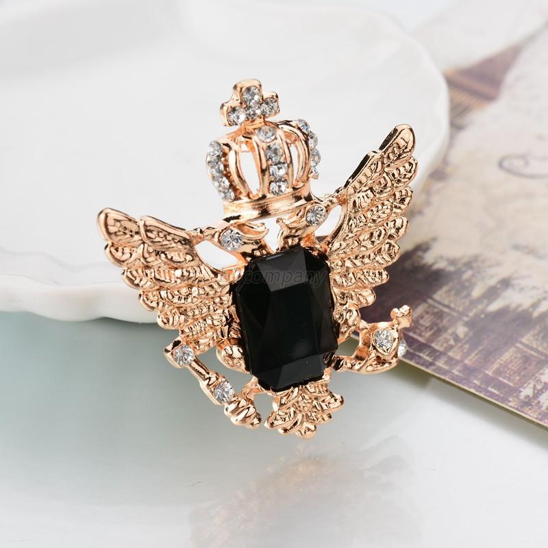 Unisex Men Women Lapel Pins Crystal Alloy Crown Badge Brooch Jewelry 