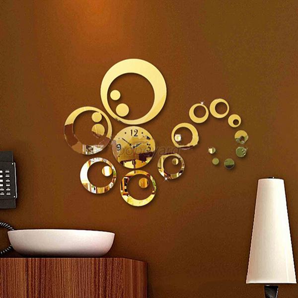 Mirror Wall Clock modern 3d circles mirror wall clock home diy acrylic clock decor Mirror Wall Clock modern 3d circles mirror wall clock home diy acrylic clock decor