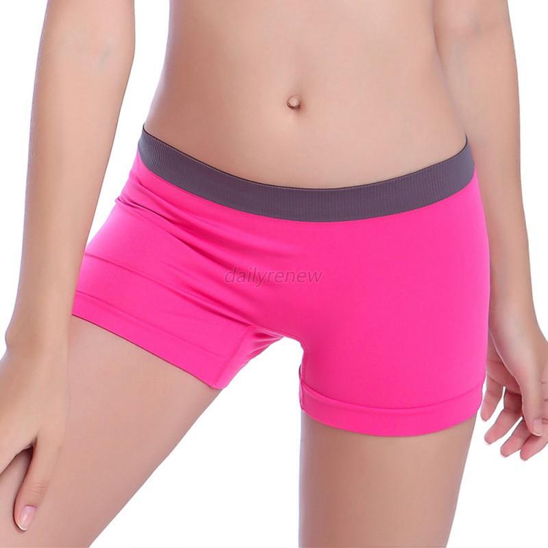 Solid Color Seamless Women's NEW Yoga Short Fitness Gym Underwear Panty ...