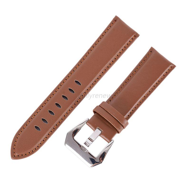 Genuine Leather Wrist Watch Strap Band Stainless Steel Buckle Bands 20