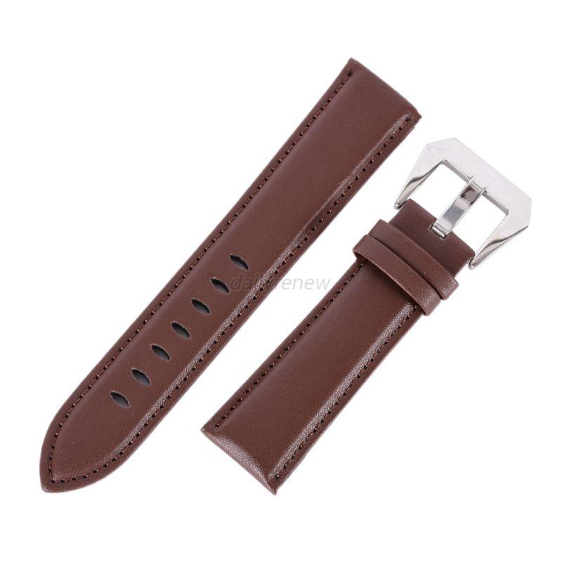 Genuine Leather Wrist Watch Strap Band Stainless Steel Buckle Bands 20 ...