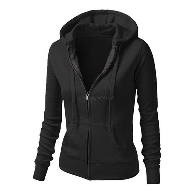 Hooded Zipper Plain Outerwear